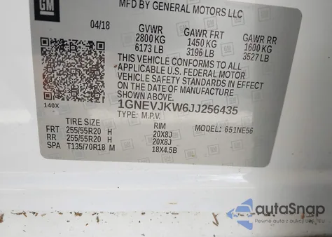2018 Chevrolet Traverse Premier from USA, damaged, VIN 1GNEVJKW6JJ256435